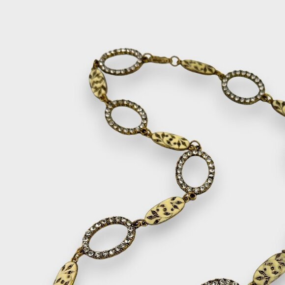 Vintage Handmade Women's Enamel and Rhinestone Link Necklace NEW - Picture 8 of 11